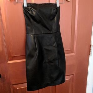 Express "leather" strapless black dress